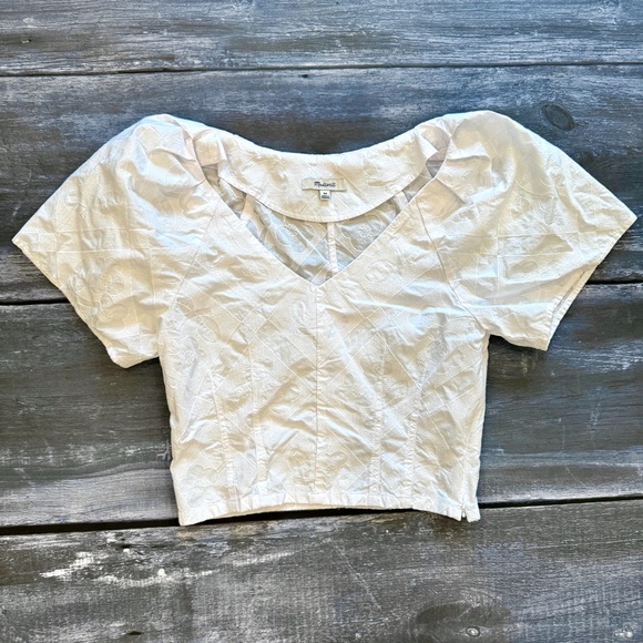 Madewell Darted V-Neck Top in Floral size 00 eyelet white - Picture 7 of 11